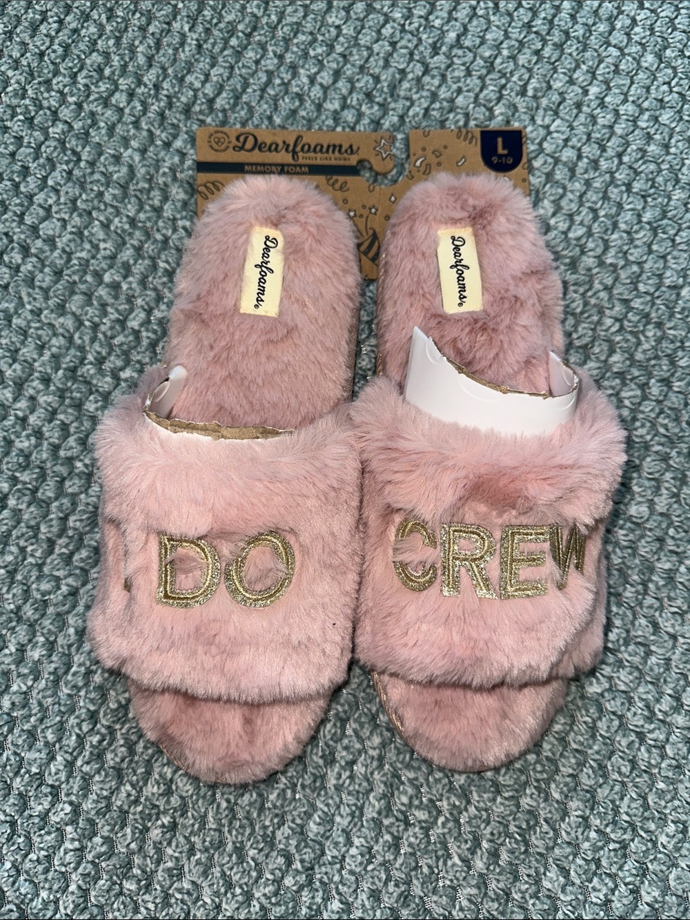 dearfoams Pink Fuzzy Slide Slippers